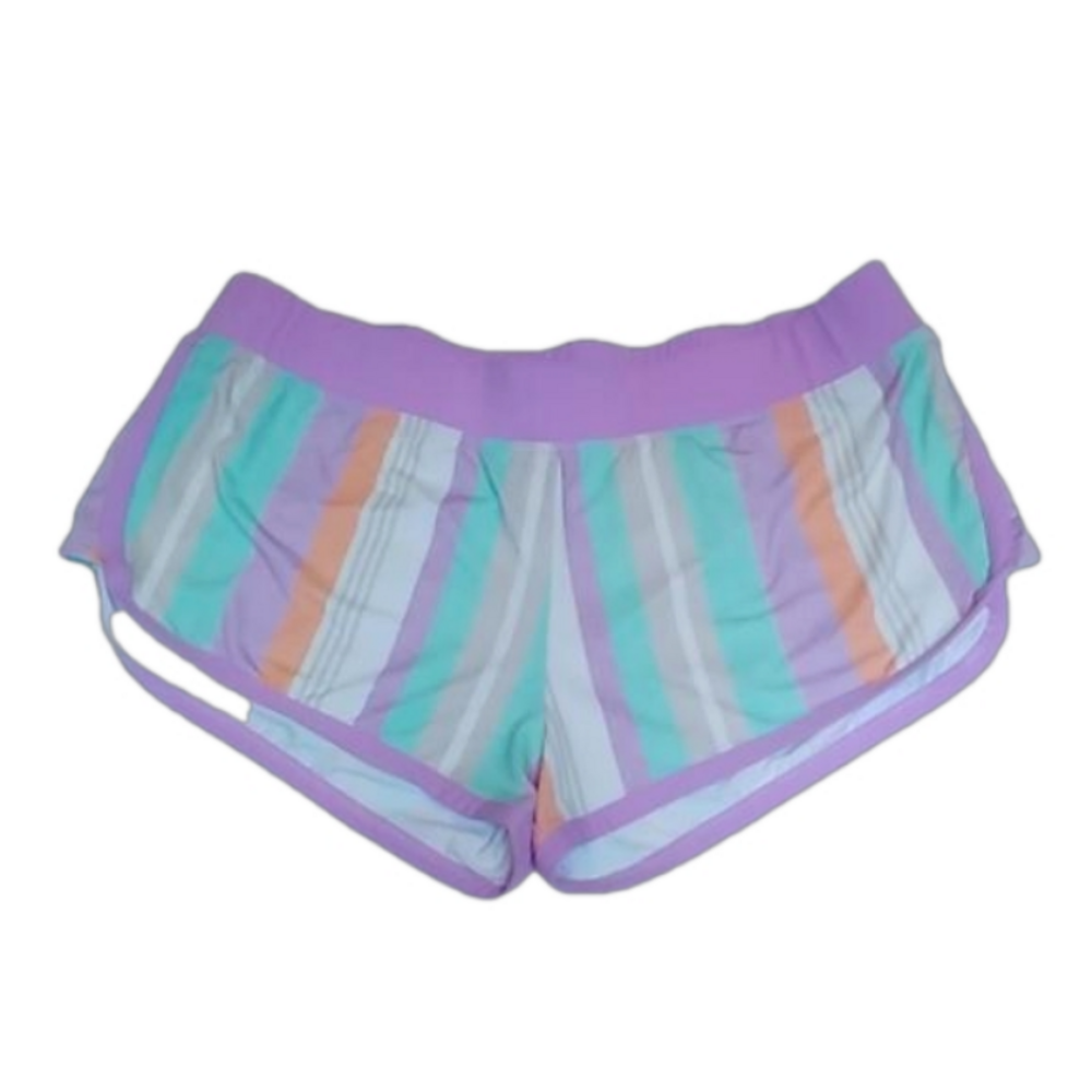 2/25 Body Glove Crossover Swim Shorts Women's L Pastel Stripes EUC